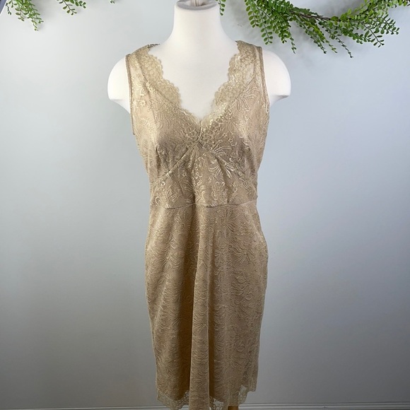 BCBGMaxAzria gold metallic Lynette dress - mordernwear.com